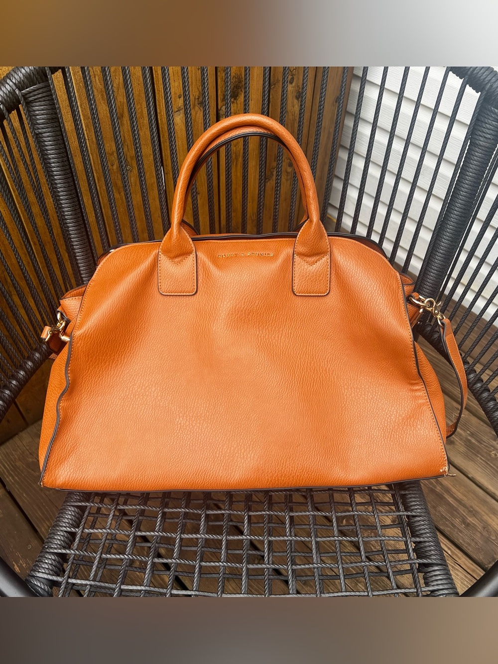 Poppy & Peonies Cognac Pebbled Leather Uptown Tote